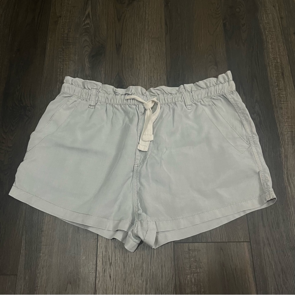 HARLOW - Boho Shorts - Grey & White - Paperbag Waist / Drawstring - Women’s S
